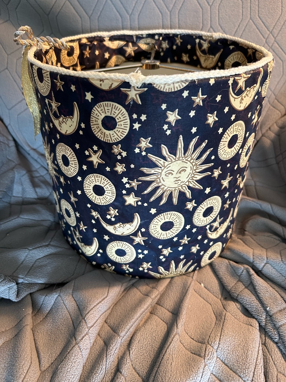 Sun & Moon Navy &Cream Lampshade- Handmade New